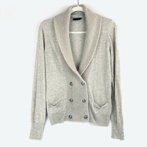 ESPRIT Womens Double Breasted Cardigan Sweater Shawl Collar Medium Beige Preppy